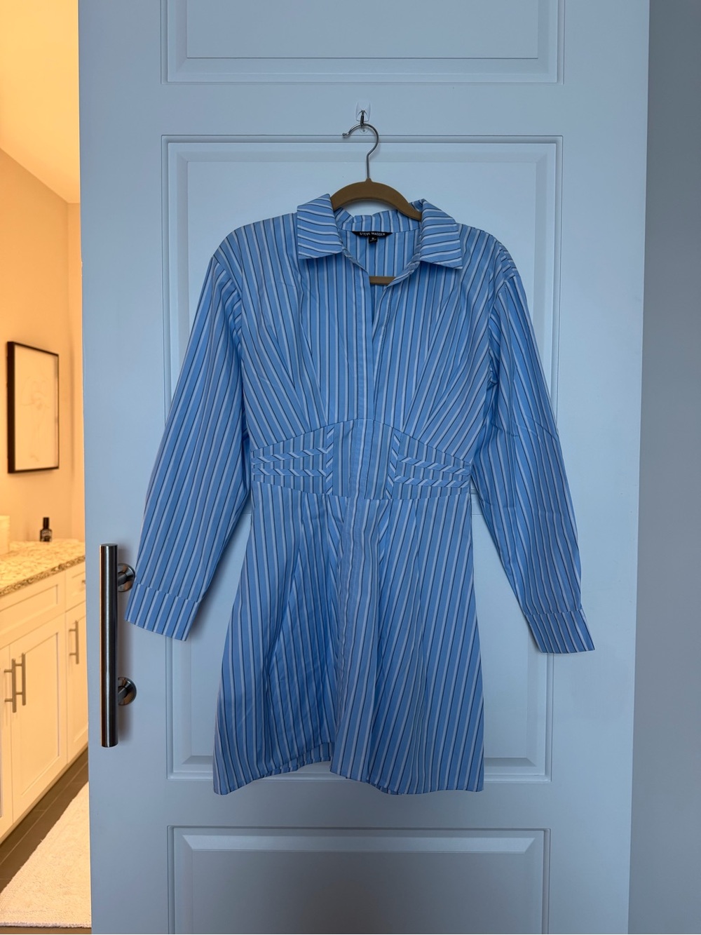 Steve Madden Blue and White Striped Shirt Dress